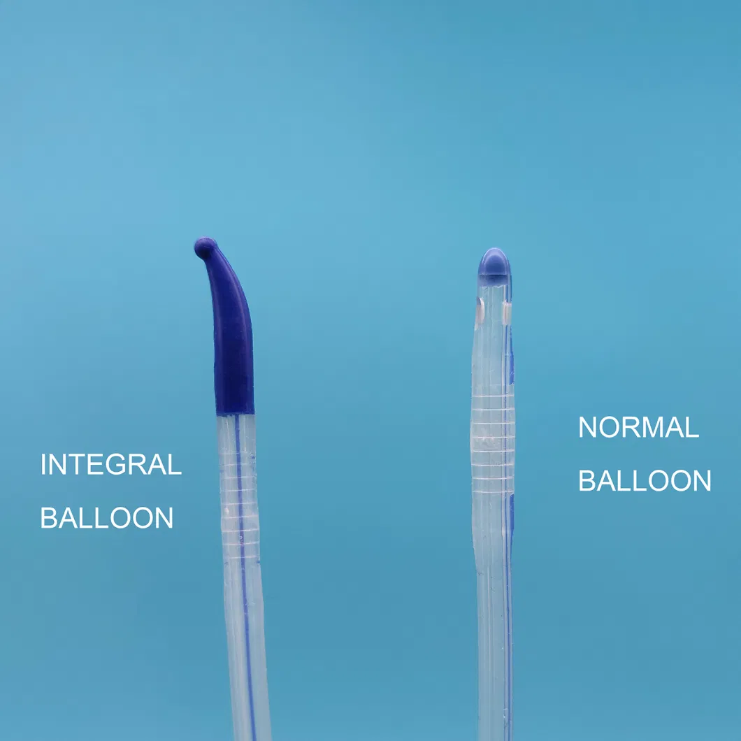 Silicone Urinary Catheter with Unibal Integrated Flat Balloon Round Tip, Tiemann Tip, Open Tip 2 Way Uretheral or Suprapubic Use China Factory Integral Balloon