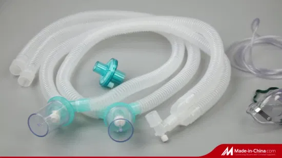 高品質の病院供給人気の使い捨て医療麻酔人工呼吸器ウォータートラップ付き波形呼吸回路FDA ISO承認